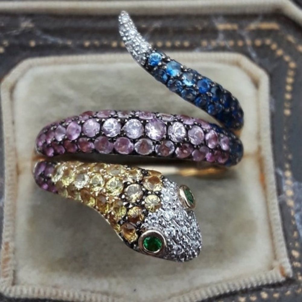 Adorable Rhinestone Snake Ring 